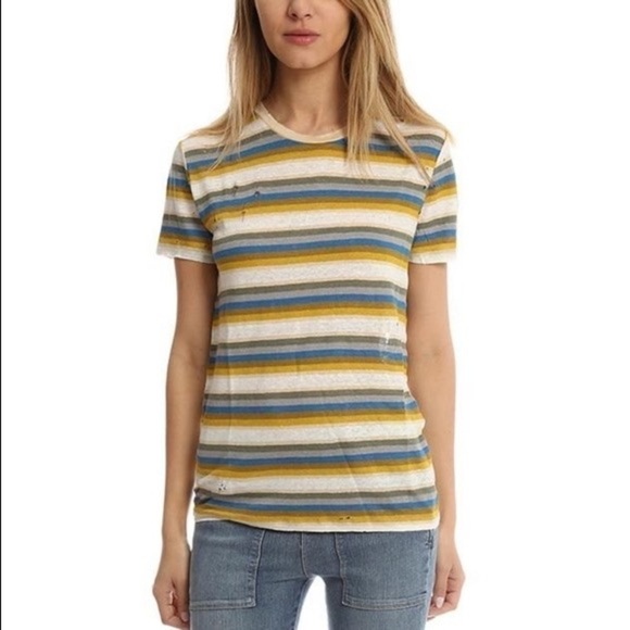 IRO Linen Vania Distressed Linen Short Sleeve Top Size Large Women - Picture 1 of 12